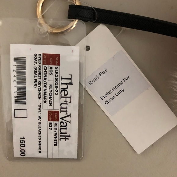 The Fur Vault Mink Owl Key Fob Bag Charm Keychain NWT SO SOFT - Picture 6 of 7